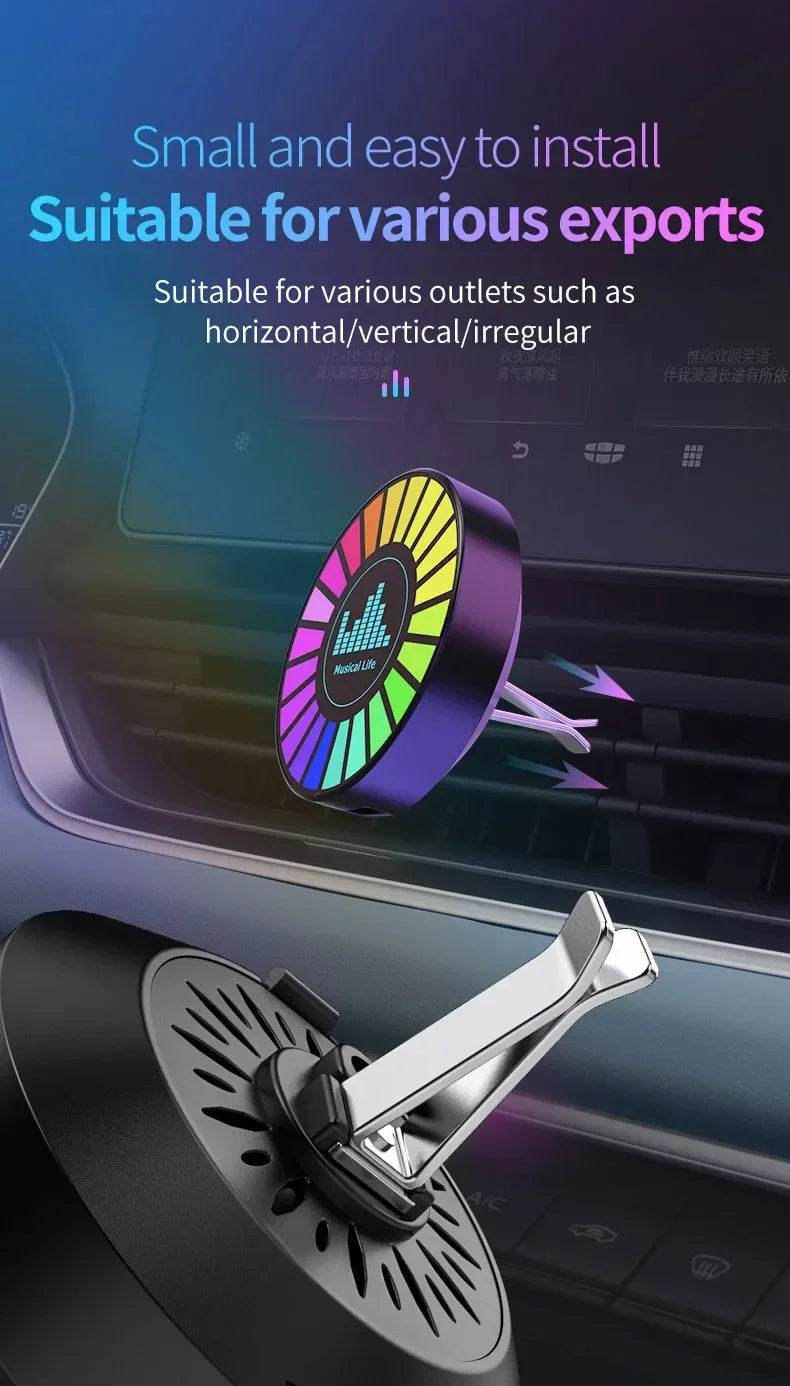 Aromatherapy Magnetic Pickup Lamp Colorful Ambient Air Fresher Round RGB Lights Rechargeable for Car Air Outlet or Room - HORA GIFT