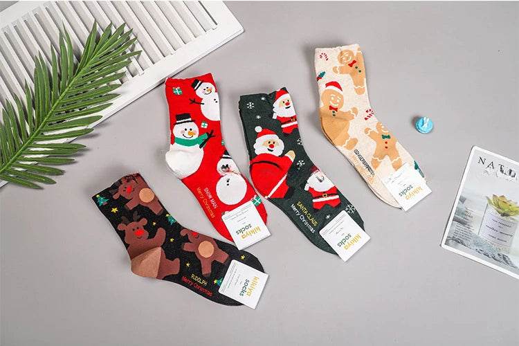 Women's Christmas Socks Cute Interesting High Quality Cartoon Santa Claus Autumn - HORA GIFT