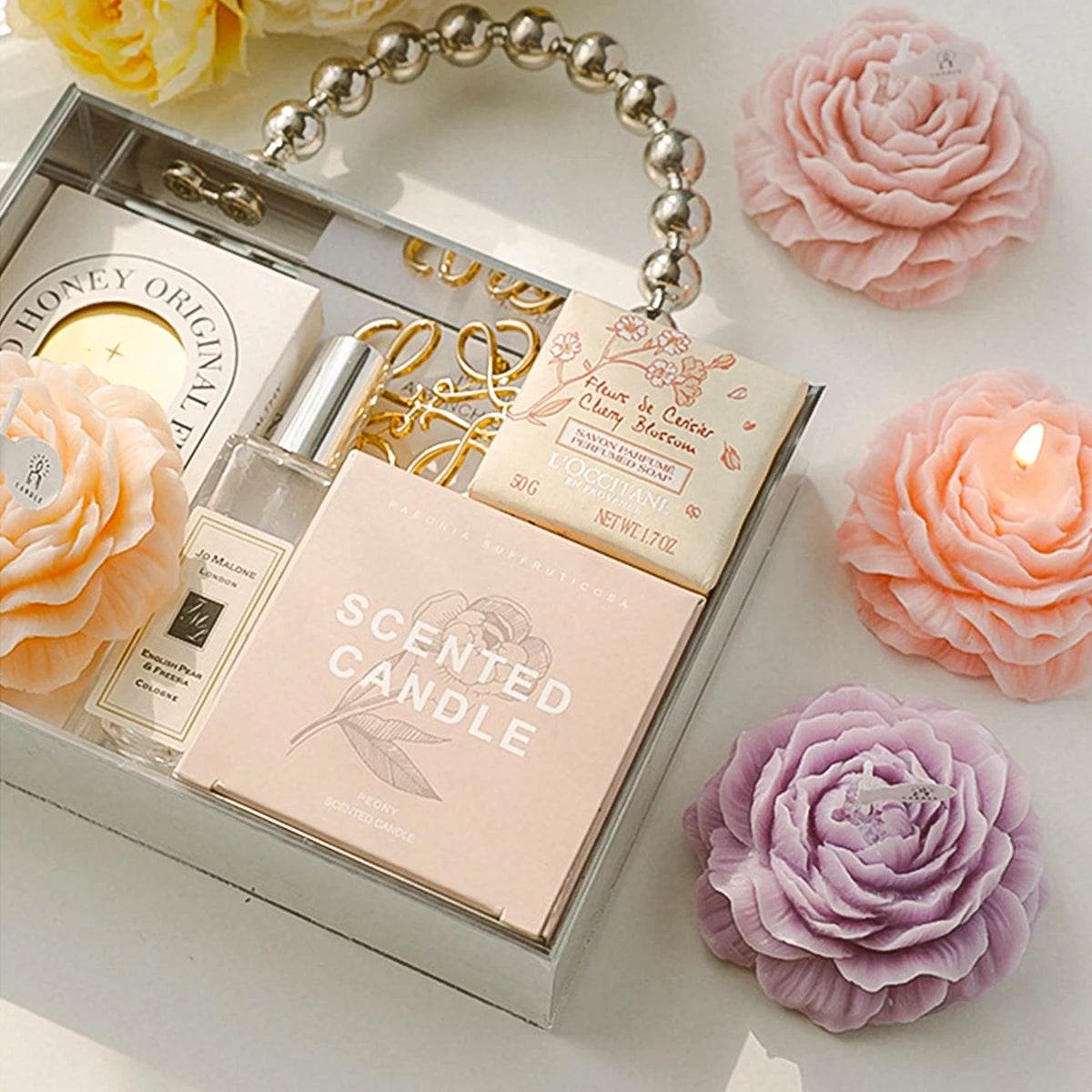 3D Peony Aromatic Candle Creative Flower Shape - HORA GIFT