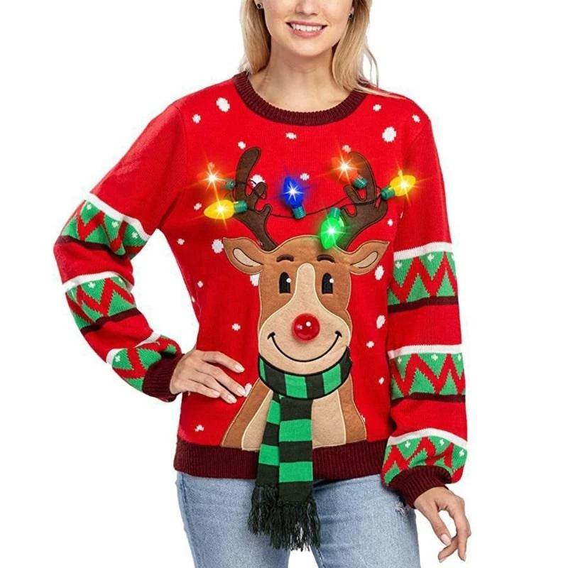 Women LED Light Up Holiday Sweater Christmas - HORA GIFT