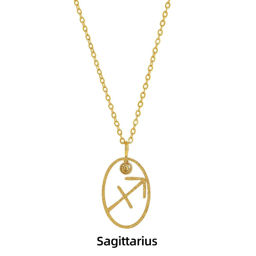 Zodiac Necklace for Women Aries Leo Pisces Sagittarius 12 Constellation Stainless Steel Neck Chains Jewelry Girl Birthday Gifts - HORA GIFT