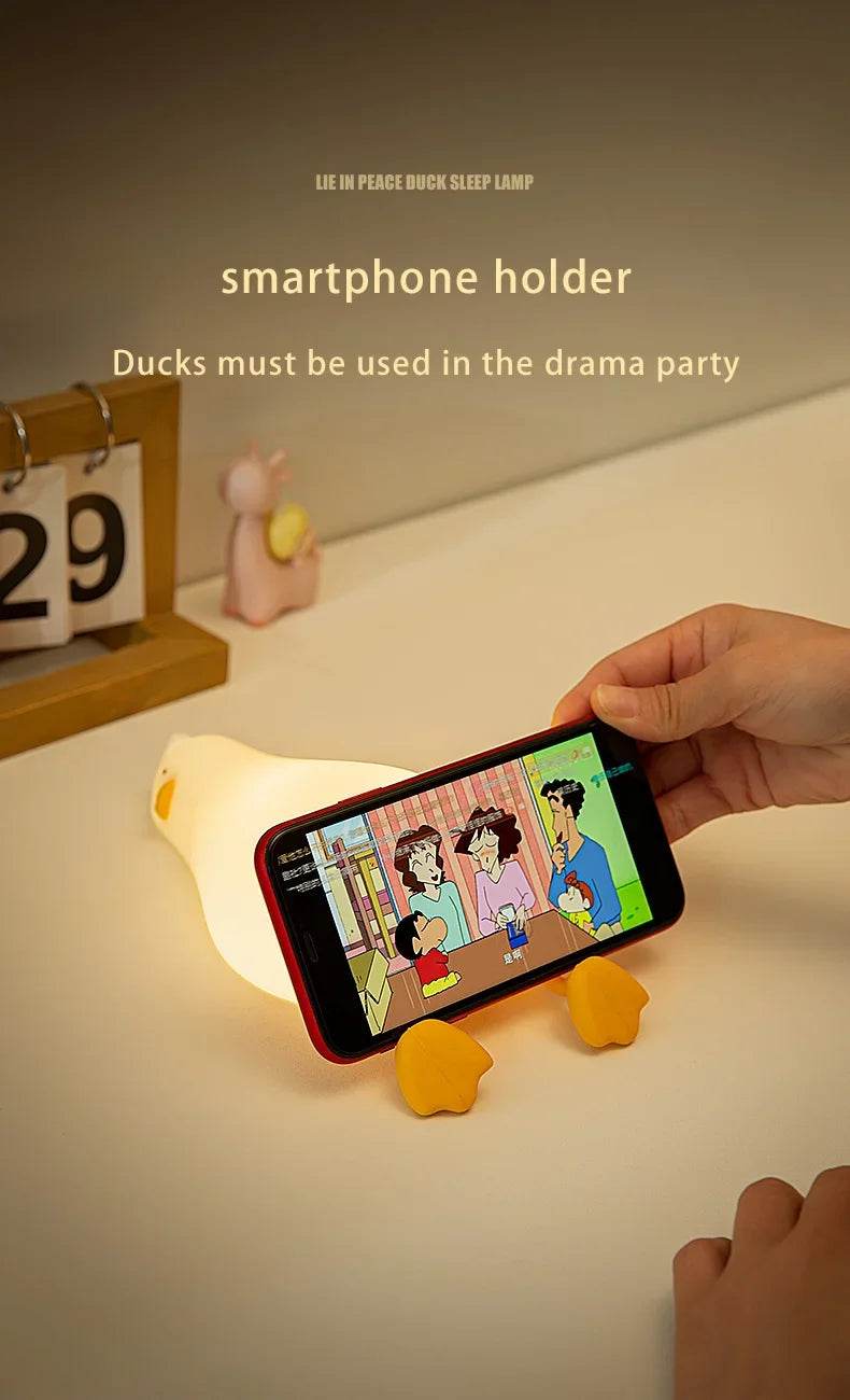Rechargeable LED Night Light Cute Duck Silicone Patting Lamp Nursery Children Nightlights Home Bedside Room Decor Birthday Gift - HORA GIFT
