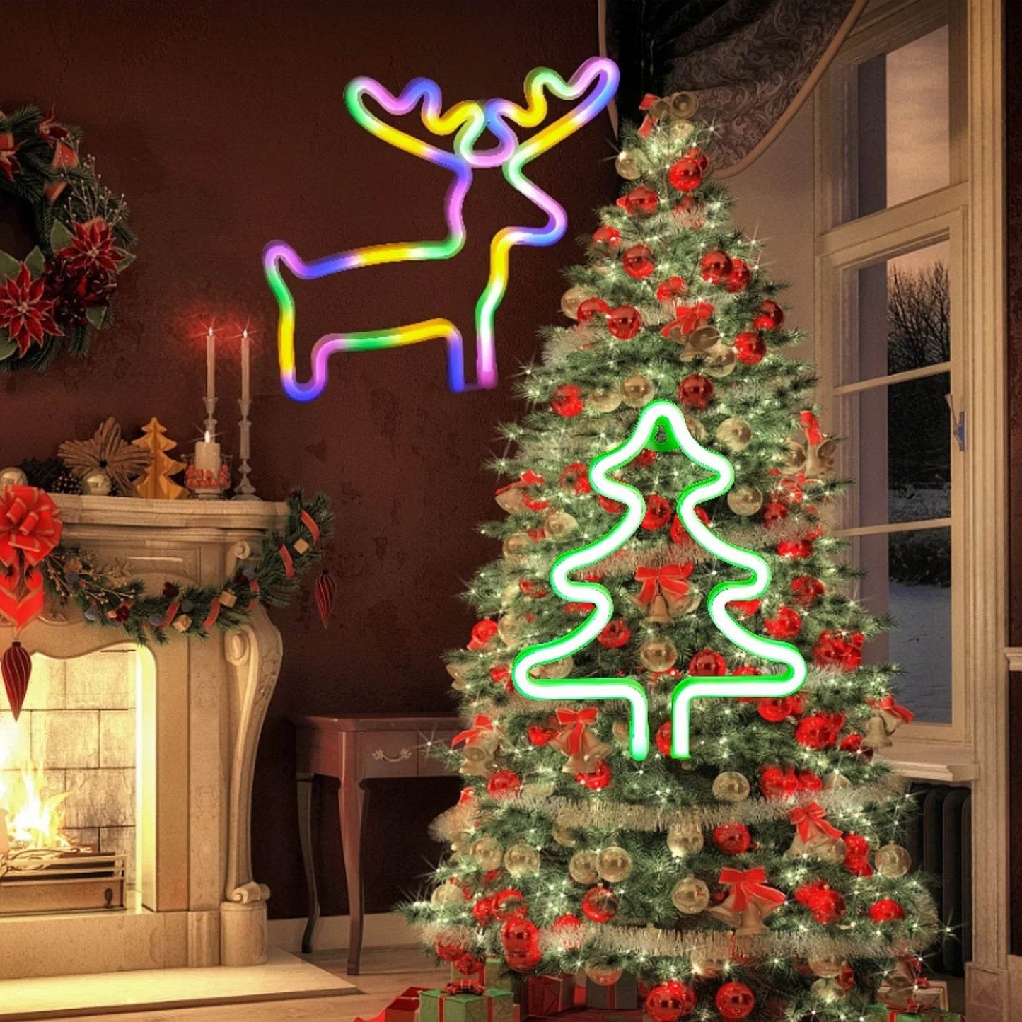 Christmas Decorative Lights, Elk Santa Claus Cute Led Lights, USB or Battery Powered - HORA GIFT