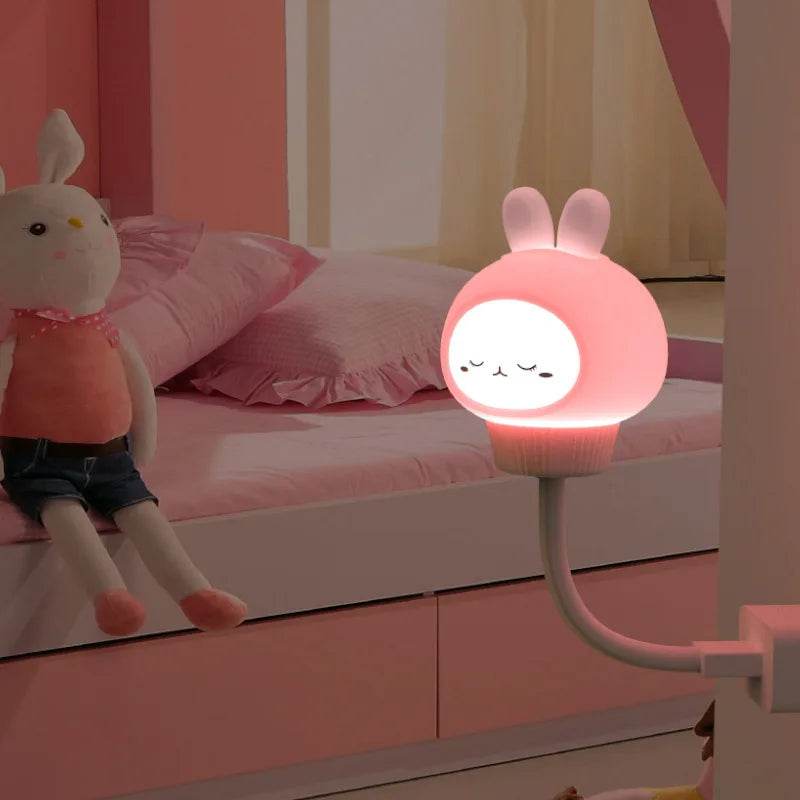 USB Night Light LED Cute Cartoon Night Lamp Bear Chick Kitten for Baby Kid Bedroom Decoration Bedside Lamp - HORA GIFT
