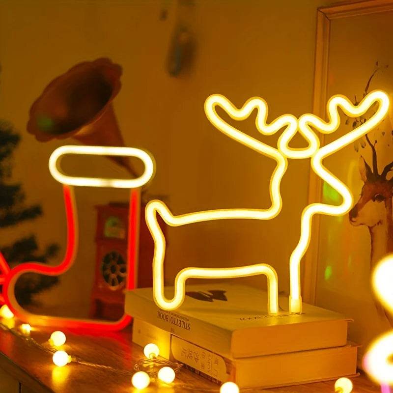 Christmas Decorative Lights, Elk Santa Claus Cute Led Lights, USB or Battery Powered - HORA GIFT