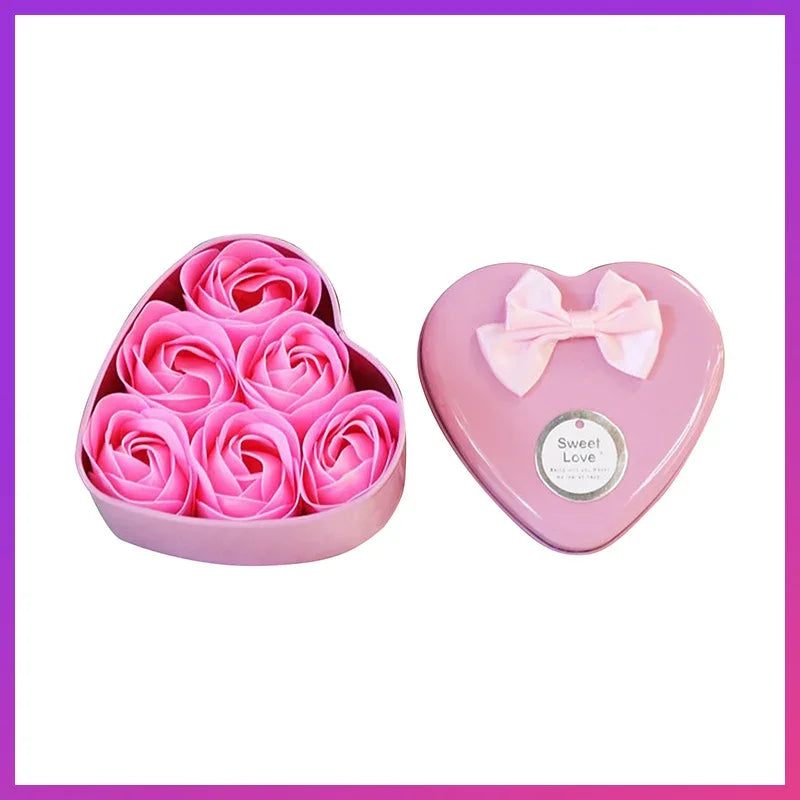 Soap Rose Romantic Scented Bath Soap Flowers Home Decor Fake Flower Wedding Pink Petal Valentine's Day Party Gift Box