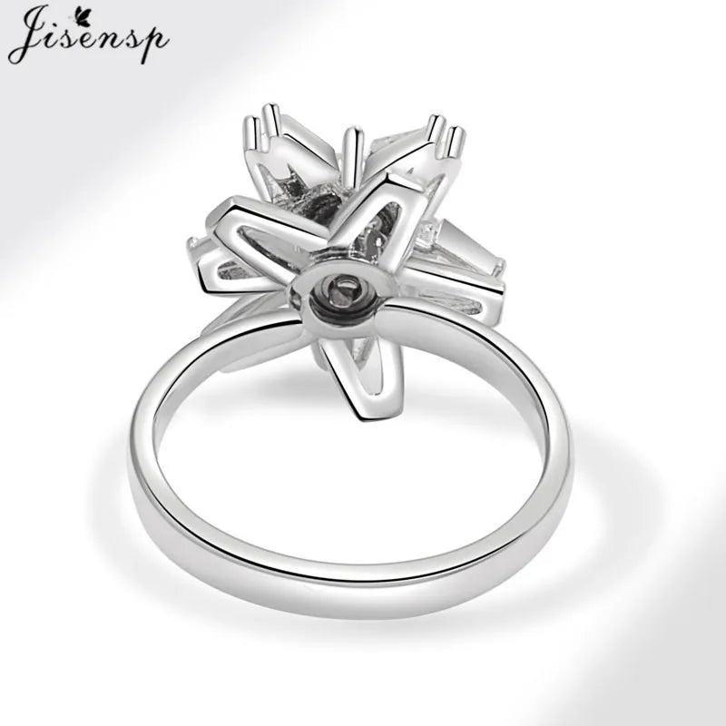 Korean Woman Anxiety Relaxing Ring Multiple Crystal Sunflower Snowflake Knuckle Rings Anti Stress Jewelry Girls Rotating Gift