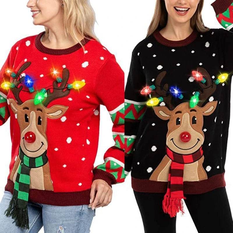 Women LED Light Up Holiday Sweater Christmas - HORA GIFT