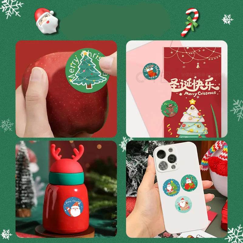 Creative Christmas Stickers Kids Christmas Eve Cartoon Stickers Cute Snowflake Santa Stickers Gifts - HORA GIFT