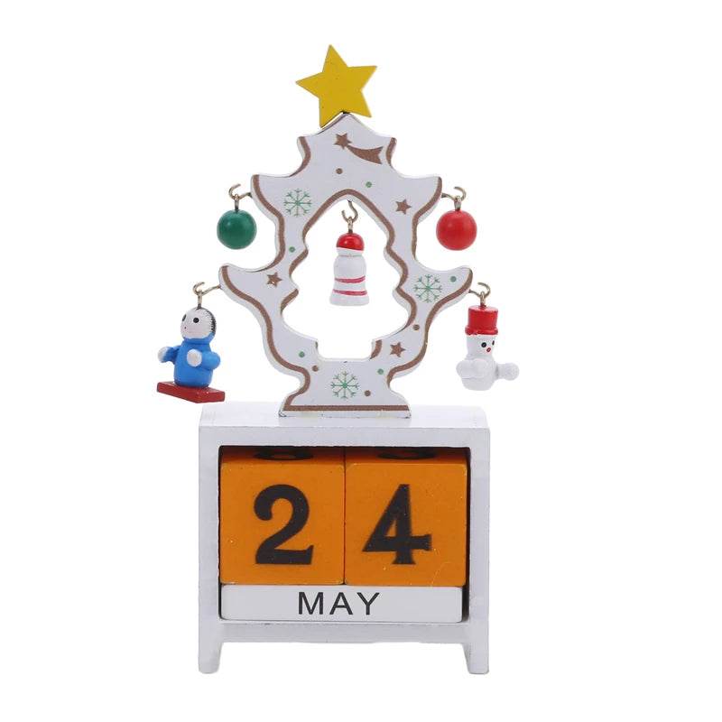 Christmas Count Down Calendar Santa Claus Elk Snowman Wooden Calendar - HORA GIFT