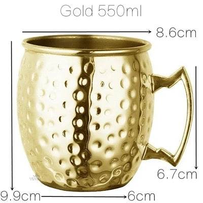 1pcs 550ml 18 Ounces Moscow Mule Mug Stainless Steel Hammered Copper - HORA GIFT