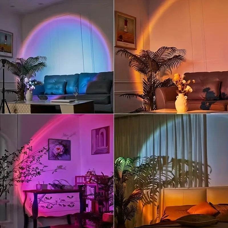 1pc Vibrant Sunset Projection Light - 16-Color Spectrum, USB Remote Control - HORA GIFT