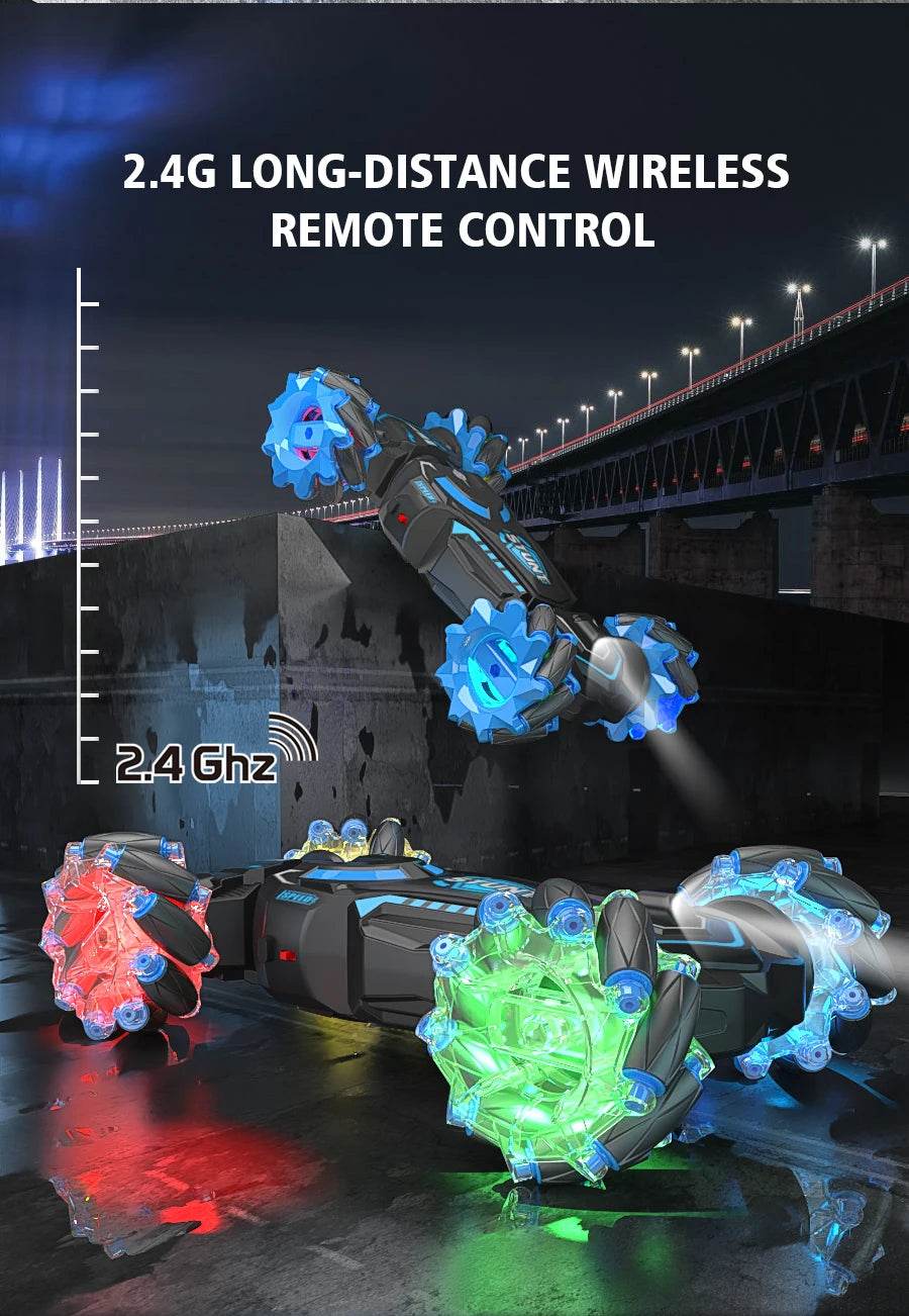 4WD RC stunt car rotation drift 2.4G wireless remote control car children's and boys sound and light toy car - HORA GIFT