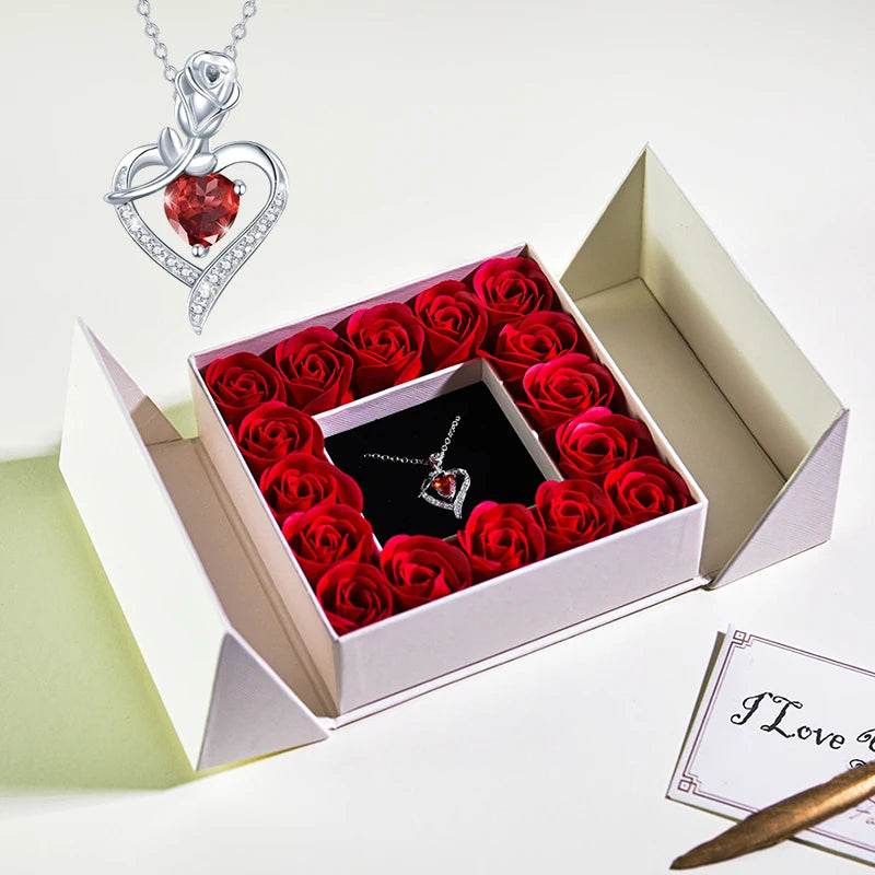 Gifts for Women Jewelry Pendant Necklace /w Soap Eternal Rose Gift Box Mother's Day - HORA GIFT