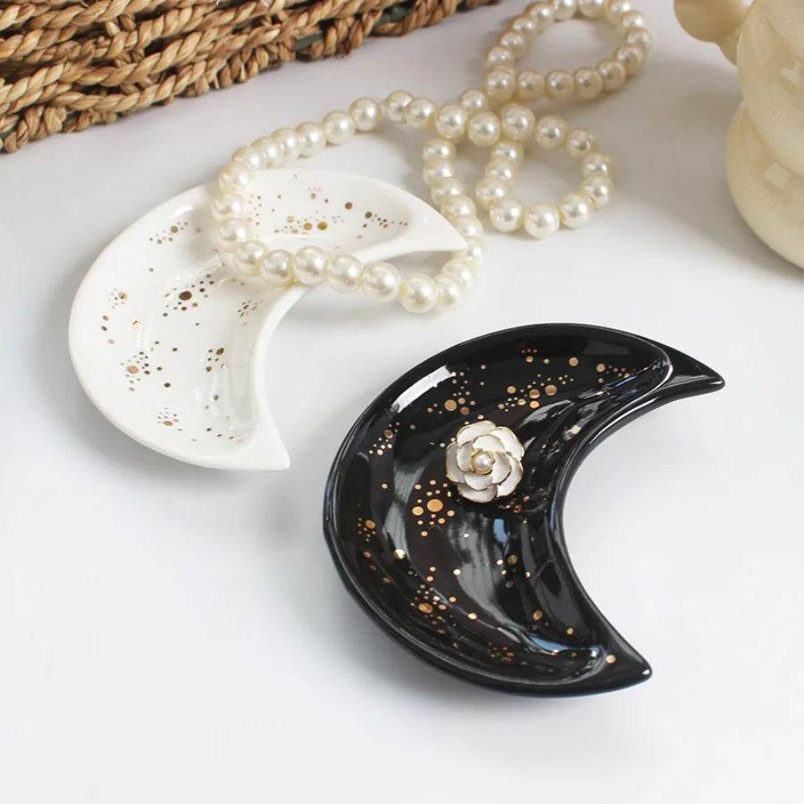 1pc ceramic moon jewelry dish - HORA GIFT