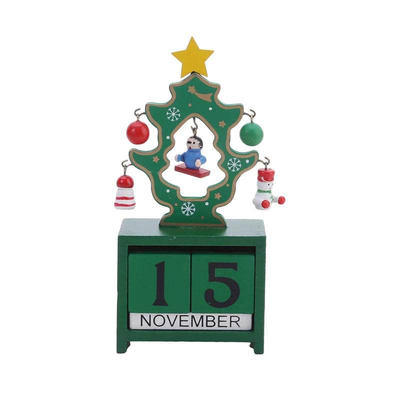 Christmas Count Down Calendar Santa Claus Elk Snowman Wooden Calendar - HORA GIFT