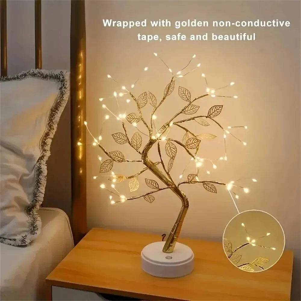 LED Rose Leaf Table Lamp USB Christmas Tree Fairy Light Night Lights Home DIY Party Wedding Bedroom Decoration Mother's Day Gift - HORA GIFT