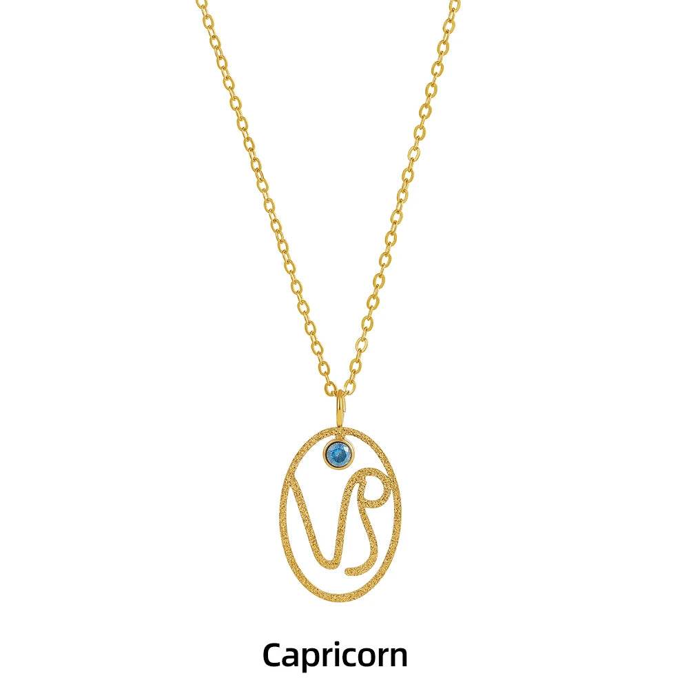 Zodiac Necklace for Women Aries Leo Pisces Sagittarius 12 Constellation Stainless Steel Neck Chains Jewelry Girl Birthday Gifts - HORA GIFT