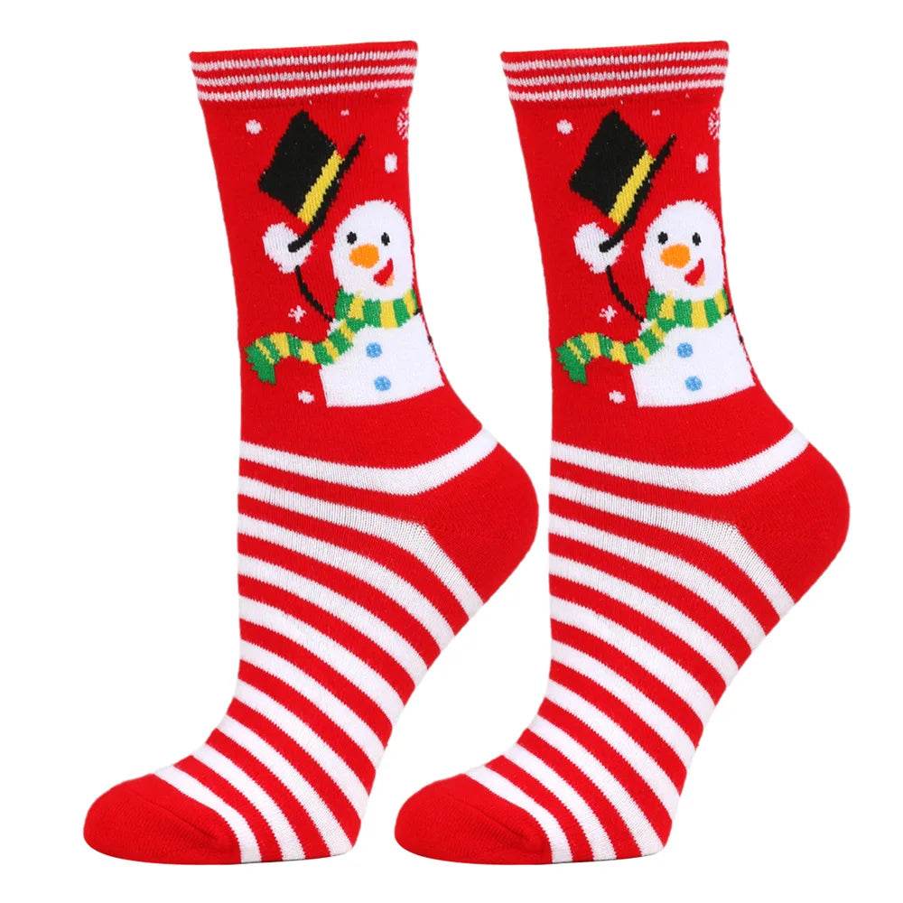 Christmas Mid-Calf Socks for Men Women Santa Claus Autumn Winter Gingerbread Man Cotton Elastic Gift Party Calf-Length Socks - HORA GIFT