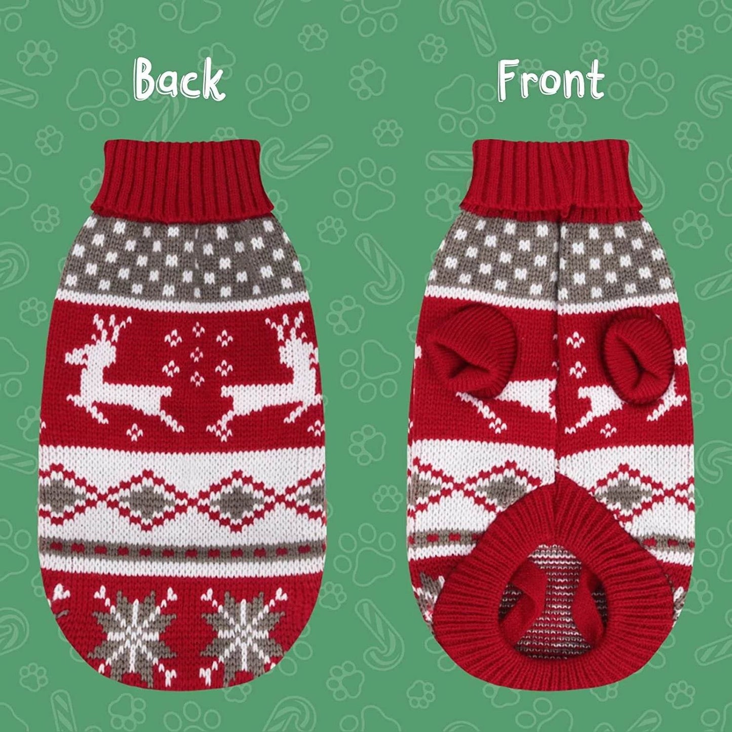 Christmas Dog Sweater Medium Large Dogs Reindeer Snowflake Knitted Sweater - HORA GIFT