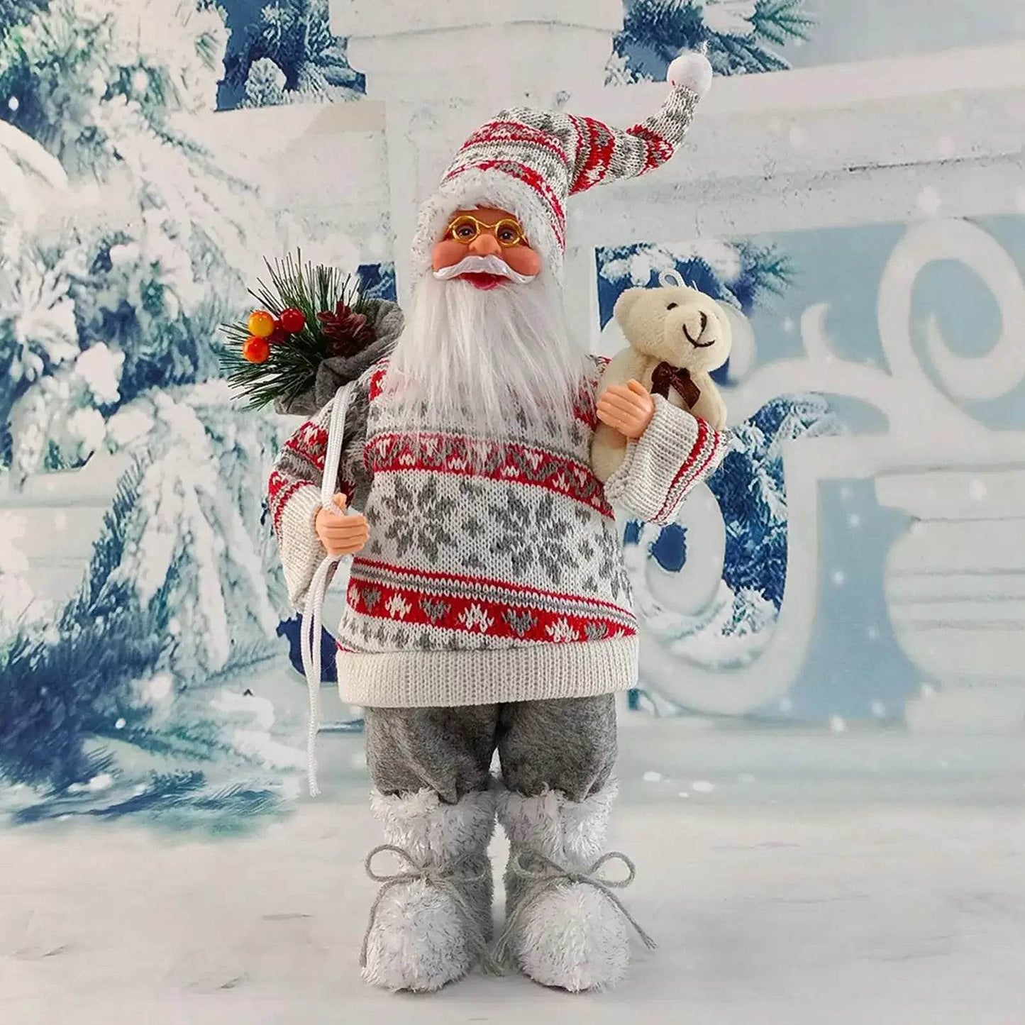 Christmas Sitting Standing Santa Claus Figurines Doll Cute 12inch - HORA GIFT