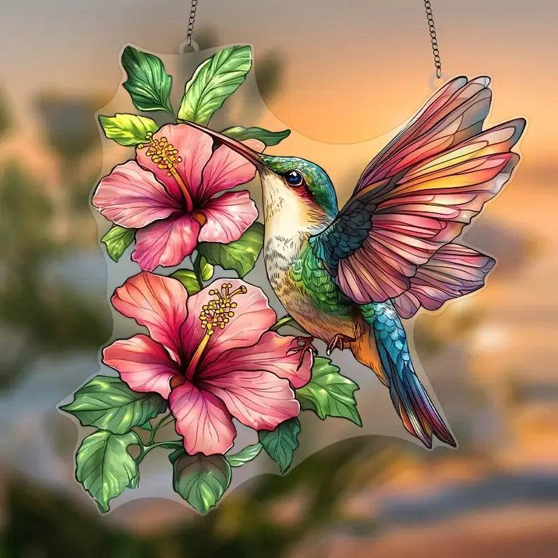 Cute Charming Cardinals Suncatcher Stained Glass Effect - HORA GIFT