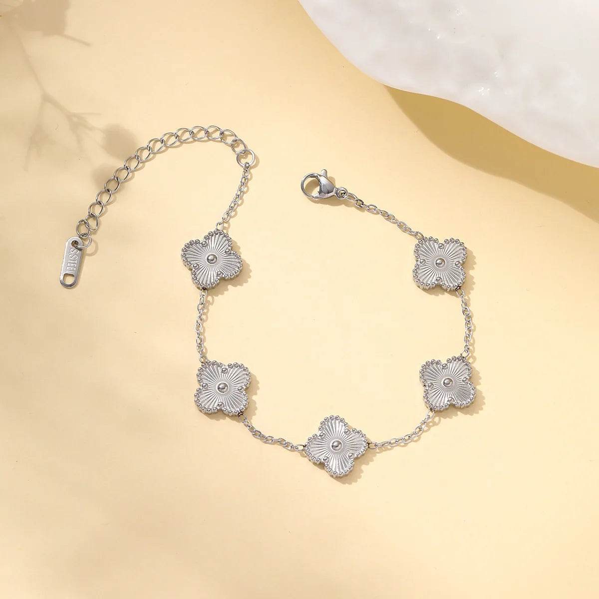 Clover Bracelet Women Girls Gold Silver Stainless Steel Five Leaf Flower Dainty Luxury - HORA GIFT
