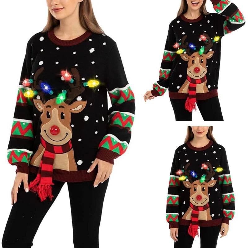 Women LED Light Up Holiday Sweater Christmas - HORA GIFT