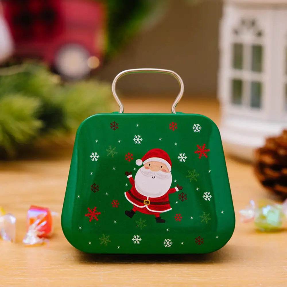 Christmas Decoration Metal Box Handbag Shape Tin Jar Jewelry Storage Cas - HORA GIFT