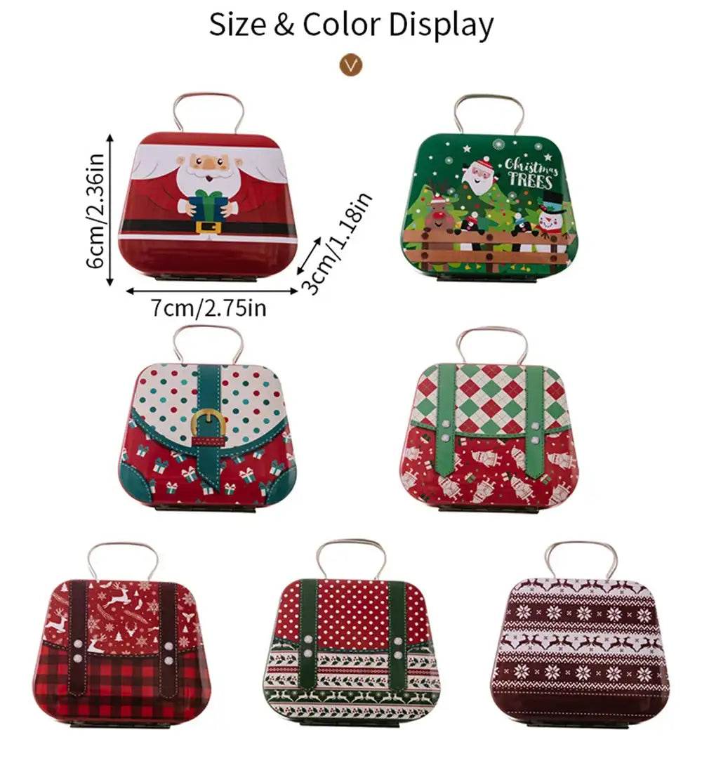 Christmas Decoration Metal Box Handbag Shape Tin Jar Jewelry Storage Cas - HORA GIFT