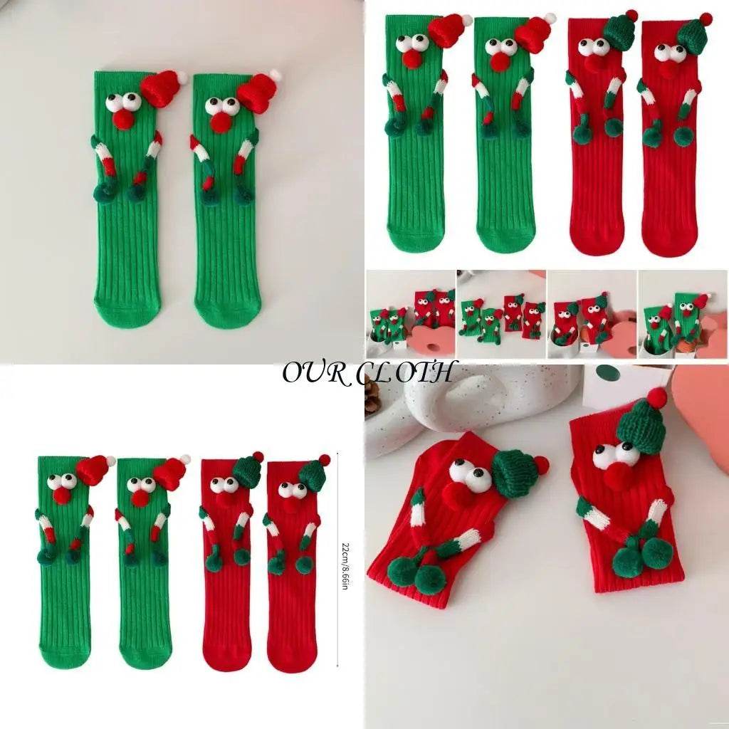 Funny Christmas Hand Socks for Kids Cartoon Big Eyes Novelty Middle Tube Socks Hosiery Holiday Party Gift Y1AC - HORA GIFT