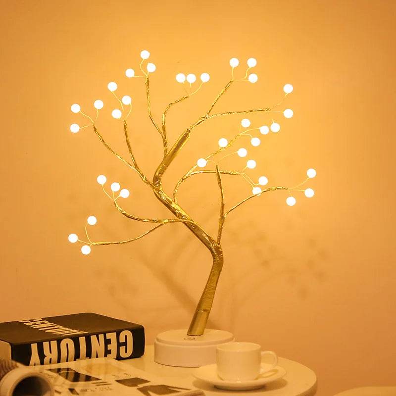 LED Rose Leaf Table Lamp USB Christmas Tree Fairy Light Night Lights Home DIY Party Wedding Bedroom Decoration Mother's Day Gift - HORA GIFT