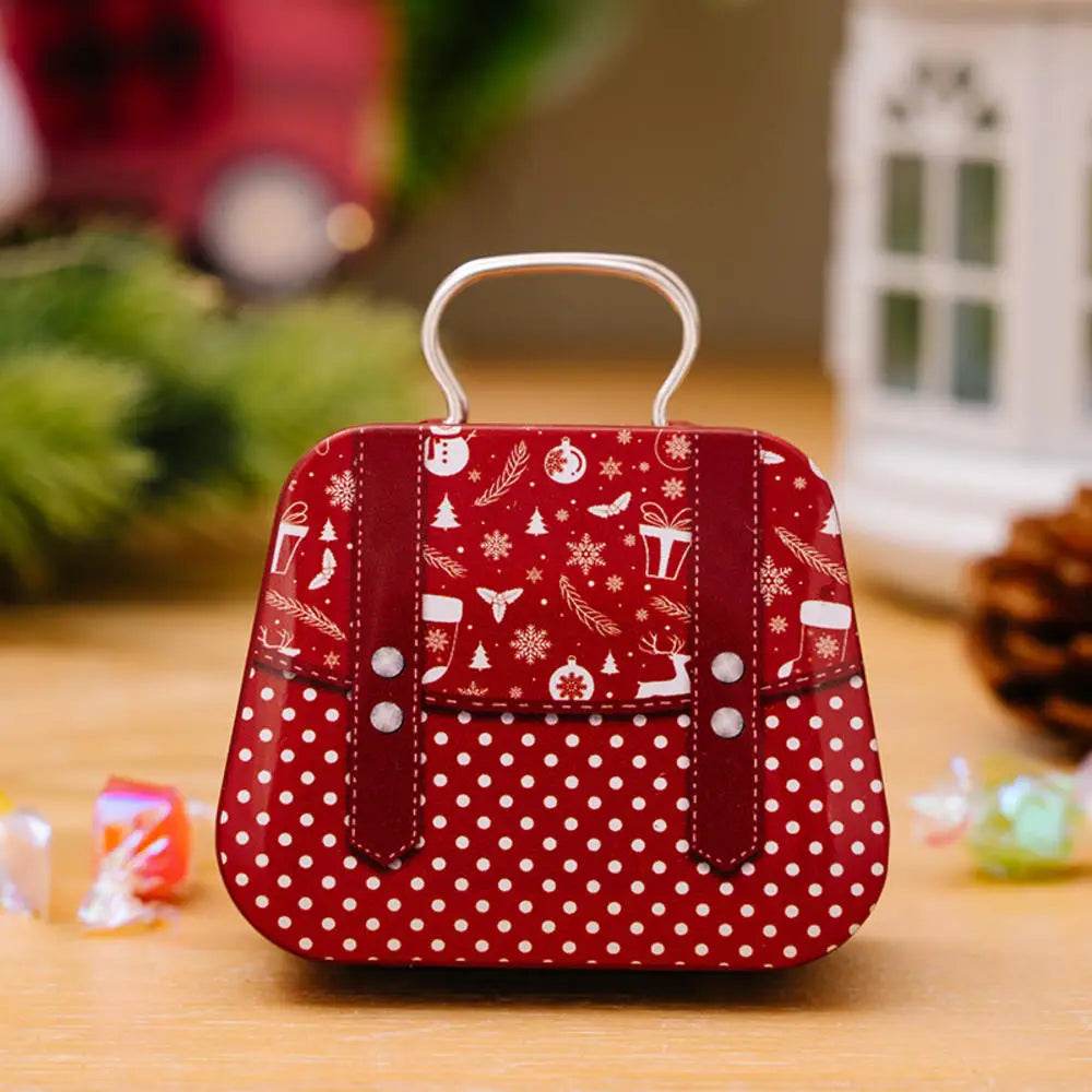 Christmas Decoration Metal Box Handbag Shape Tin Jar Jewelry Storage Cas - HORA GIFT