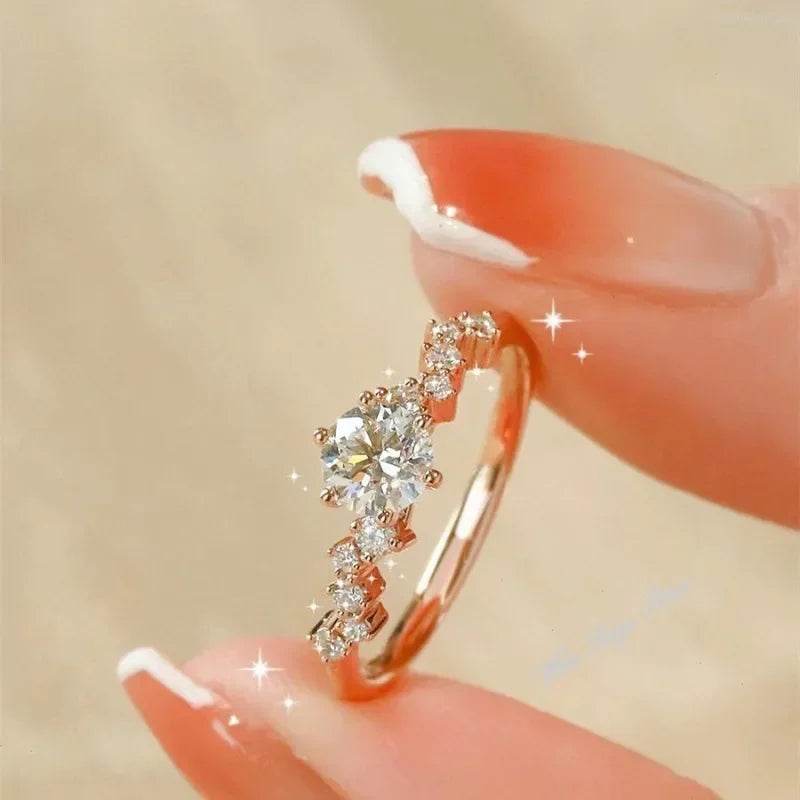 Star Engagement Rings for Women Stainless Steel Ring - HORA GIFT
