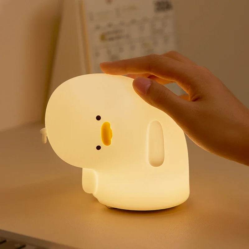 Rechargeable LED Night Light Cute Duck Silicone Patting Lamp Nursery Children Nightlights Home Bedside Room Decor Birthday Gift - HORA GIFT