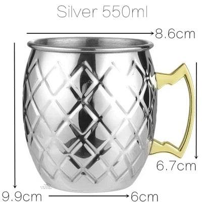1pcs 550ml 18 Ounces Moscow Mule Mug Stainless Steel Hammered Copper - HORA GIFT