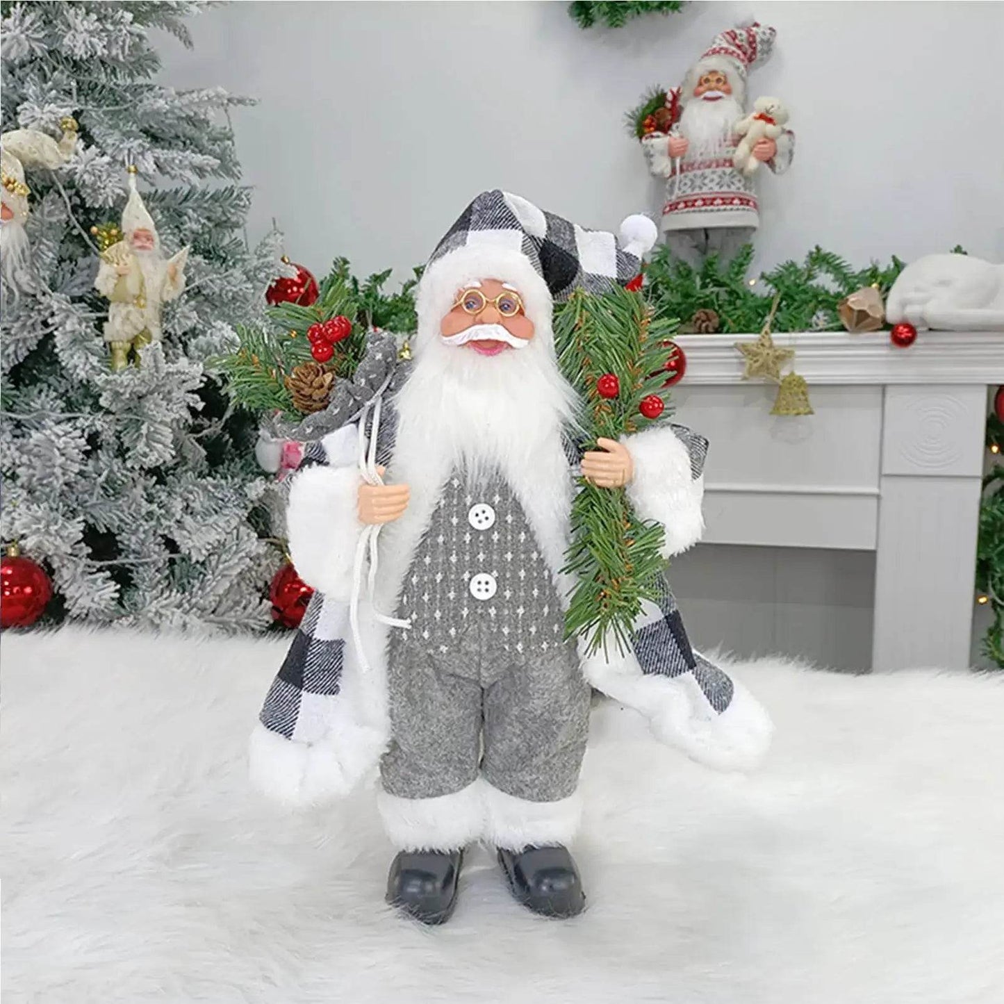 Christmas Sitting Standing Santa Claus Figurines Doll Cute 12inch - HORA GIFT