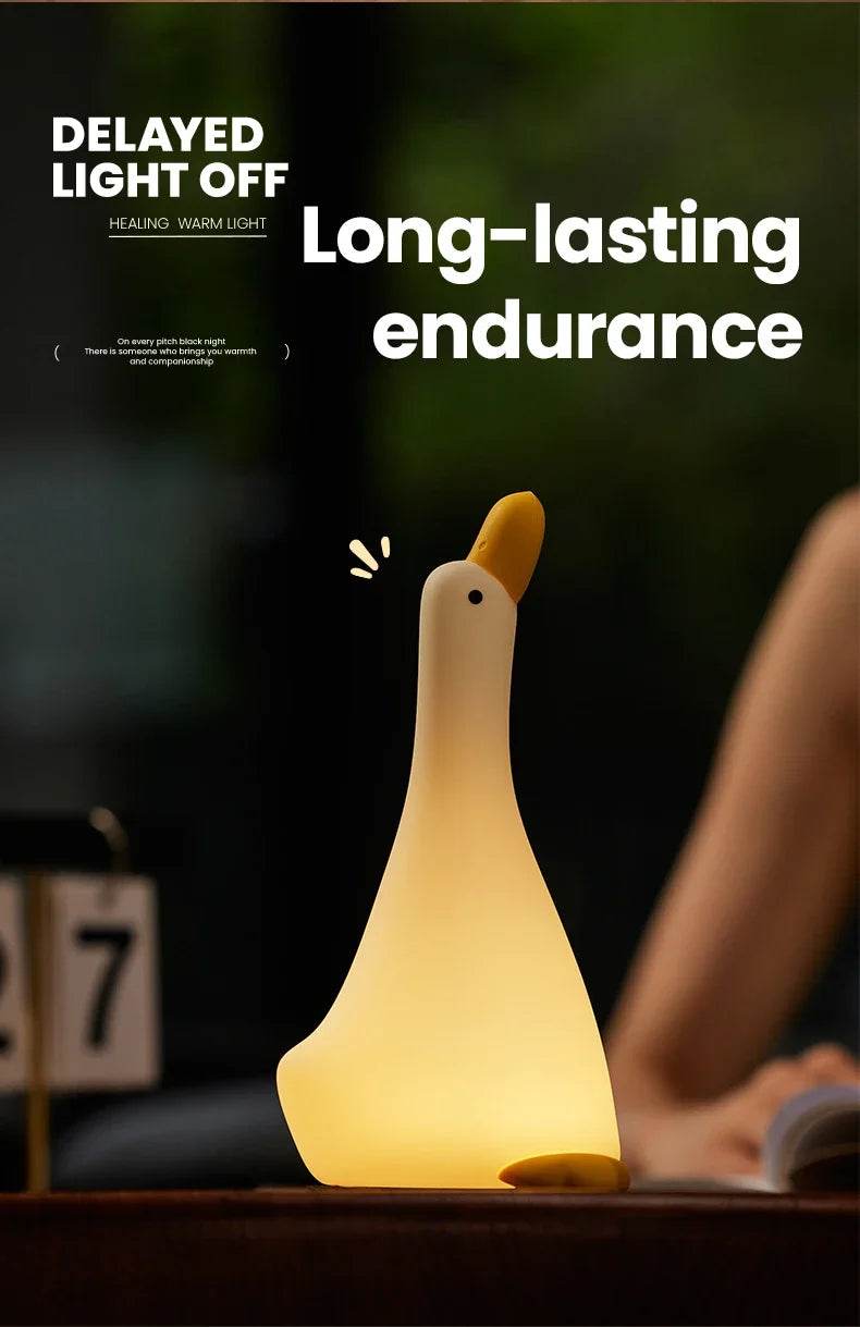 Rechargeable LED Night Light Cute Duck Silicone Patting Lamp Nursery Children Nightlights Home Bedside Room Decor Birthday Gift - HORA GIFT