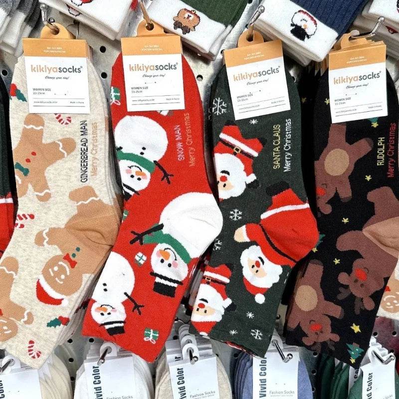 Women's Christmas Socks Cute Interesting High Quality Cartoon Santa Claus Autumn - HORA GIFT