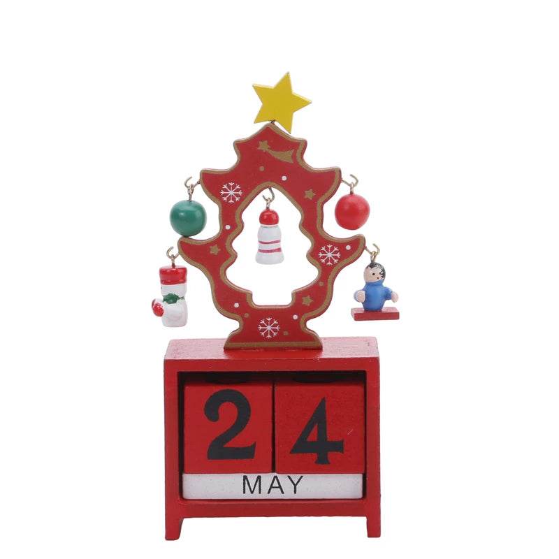 Christmas Count Down Calendar Santa Claus Elk Snowman Wooden Calendar - HORA GIFT