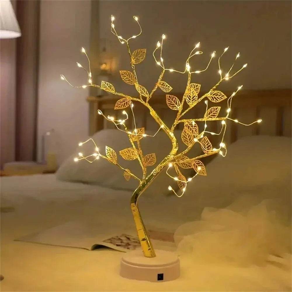 LED Rose Leaf Table Lamp USB Christmas Tree Fairy Light Night Lights Home DIY Party Wedding Bedroom Decoration Mother's Day Gift - HORA GIFT