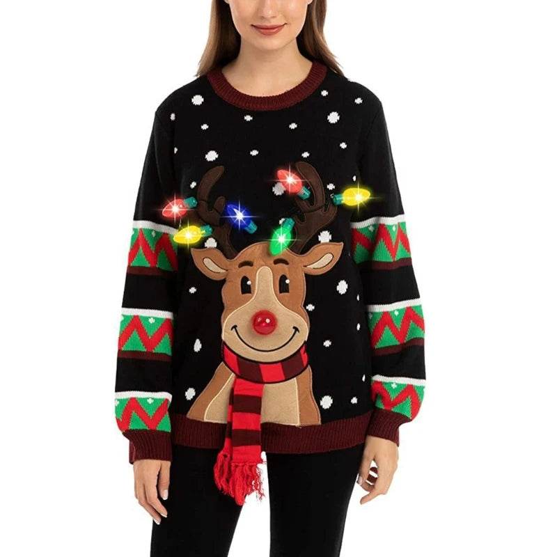 Women LED Light Up Holiday Sweater Christmas - HORA GIFT