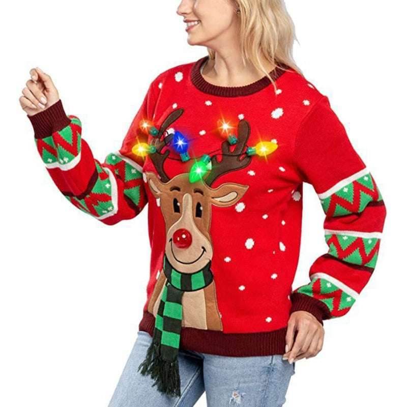 Women LED Light Up Holiday Sweater Christmas - HORA GIFT
