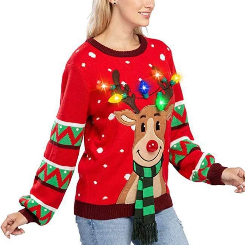 Women LED Light Up Holiday Sweater Christmas - HORA GIFT