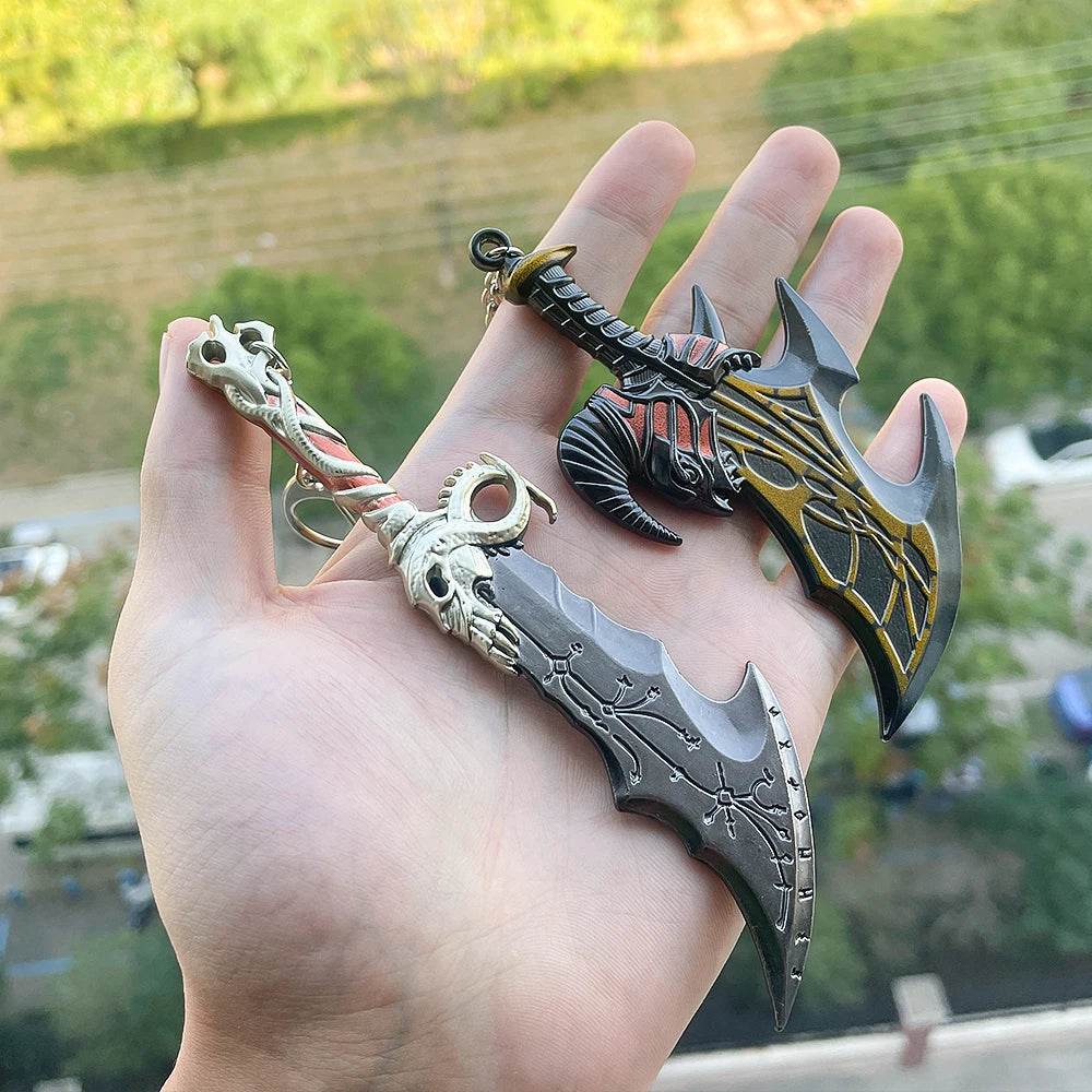 New God of War Ragnarok Keychain Kratos Ares Thor's Hammer Mjolnir Blades of Exile Leviathan Axe Weapon Penant Key Chain Jewelry - HORA GIFT