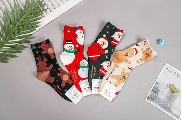 Women's Christmas Socks Cute Interesting High Quality Cartoon Santa Claus Autumn - HORA GIFT