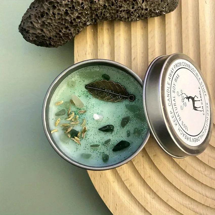 Crystal Dried Flower Scented Candles Atique Copper Accessories Aromatherapy Silver Tin Can Candles Handmade Candles - HORA GIFT