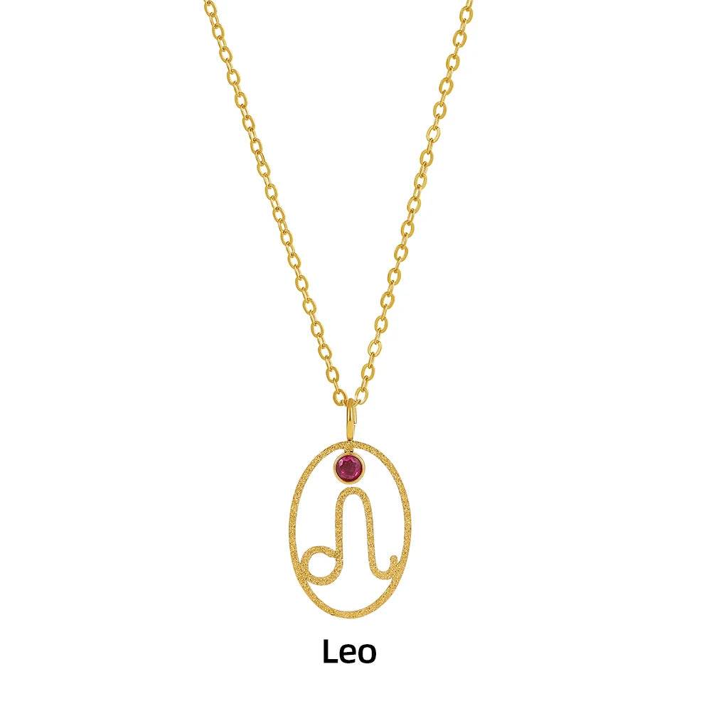 Zodiac Necklace for Women Aries Leo Pisces Sagittarius 12 Constellation Stainless Steel Neck Chains Jewelry Girl Birthday Gifts - HORA GIFT