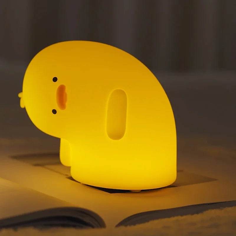 Rechargeable LED Night Light Cute Duck Silicone Patting Lamp Nursery Children Nightlights Home Bedside Room Decor Birthday Gift - HORA GIFT
