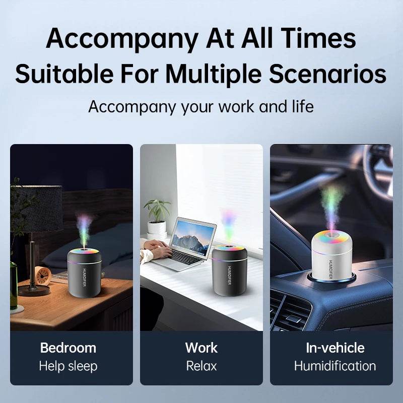 180ML Mini Air Humidifier USB Electric Aroma Diffuser Essential Oil Purifier Aromatherapy Mist Maker Lights For Car Home Bedroom - HORA GIFT